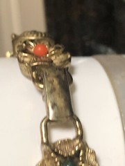 Vintage GOLD TONE SLIDE BRACELET MULTIPLE STONES 7 1/2”