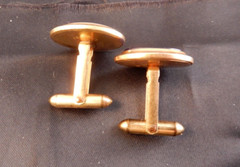 BEAUTIFUL Mid Century CORRECT QUALITY GOLD PLATED with Unk BLUE STONE CUFFLINKS