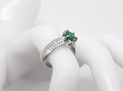 Designer $7000 3ct Natural Emerald VS G Diamond 19k White Gold Band Ring 10g