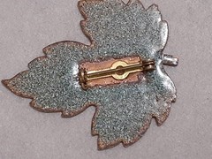 Copper enamel maple leaf brooch/pin vintage, fall autumn colors