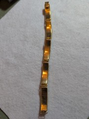 Mosaic 7 1/2 Inch Bracelet Gold Tone Missing Tessarae As Shown
