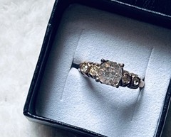 VINTAGE Engagement Ring Gold Art Deco Solitaire SIGNED McGrath-Hamin -SIZE 5.75