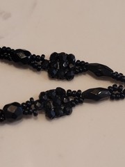 Vintage Black Faceted Bead Necklace Teardrop Pendant Gothic Formal 18″