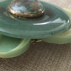 Mid-Century Aventurine Brooch Pin