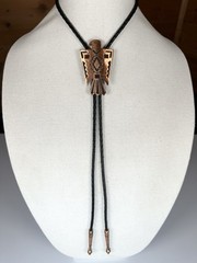 Stunning 60s Vintage Copper Native American Thunderbird Western Bolo Tie Signed