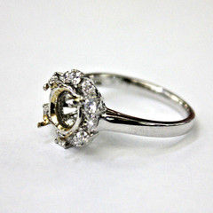 Art Deco 1-3.00ct Engagement Setting 18k White Gold 4g. Hey-Low 0.50ct Size 6.75