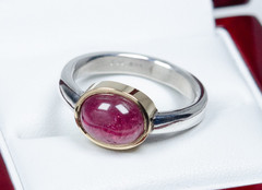 750 Gold /925 Silver – Vintage Designer-Ring – 3.50 CT Tourmaline – Handmade