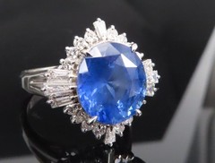GIA 5.14ct Cornflower Blue Sapphire & 0.69ct Diamond Platinum Ring, Size 5.75