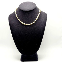 Choker Polished Rice Pearl Gold Tone Braided Chain Pearl Necklace Korea 16 Inch
