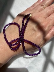 Vintage 4mm Faceted Amethyst Bead Necklace 14k Lobster Claw Clasp 18” Sparkles