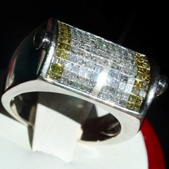 14k w/gold sz 10 ring 1.75ct natural & treated diamond invisible set 15.5gr C-73