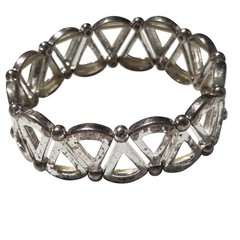 Vintage Geometric Openwork Bracelet Art Deco Chunky Modernist Fashion Jewelry