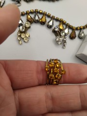 Vintage 1950s Made In Austria Stamped Trio, Prong Set Necklace Ring And Earrings