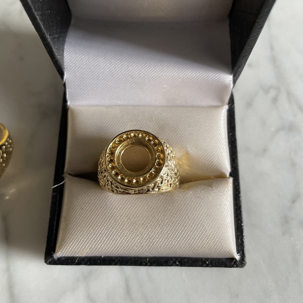 VTG Gold Plated Coin Ring Mounting Setting SZ 9.75