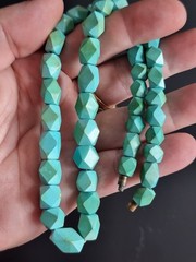 Vintage USSR Turquoise Graduated Necklace Armkvartssamotsvety Soviet Armenia 46g
