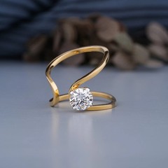 1.00Ct Round Cut Lab Created Diamond 14K Yellow Gold FN Engagement Wedding Ring
