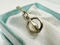 VTG 14k Gold Filled Pearl Cage Pendant 18in GF Chain Minimalist Estate Sale Read