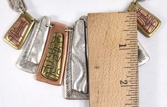 PREMIER DESIGNS Boho Tribal Copper Silver Tone Necklace Pierced Earrings Set VTG