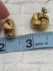 Vintage Textured Gold Tone Knot Post Earrings~ 1/2 Inch~Stunning!