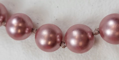 Lustrous Pink Simulated Pearl Beaded Necklace 18 In Adjustable 23.7mm