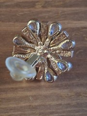 St. John Vintage Pearl Crystal Layered Clip-on Earrings Gold Tone