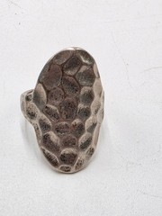 Vintage Hammered Organic Statement Ring – Modernist Textured Silver Tone Ring