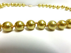 vintage pearl necklace gold color hd knotted sz 16 in lg 8.5 mm sz pearls wgt33g