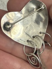 Signed Vintage BOGGIO Sterling Heart pendant with brass accents 6.6g