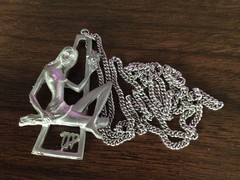Vintage Cathedral Genuine Pewter Astrology Zodiac Sign Virgo Necklace 1970s
