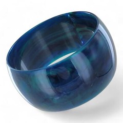 Italy Peacock Blue Green Wide Marbled Bangle Bracelet Ladies Standard Size