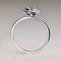 Vintage Art Deco Style Lab Created Diamond Halo 14K White Gold FN Wedding Ring