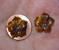 VINTAGE TIGERS EYE FLOWER JACKETS FOR EARRINGS USE WITH ANY STUDS