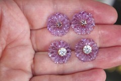 Vintage Genuine Amethyst Flower Jackets For Earrings Use With Any Studs