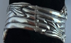 STERLING TAXCO MEXICO DOUBLE KOI FISH CLAMPER BRACELET SIGNED E.D. PICHARDO