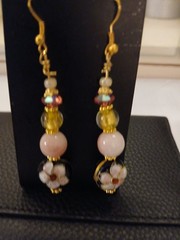 VTG CLOISONNE & GLASS – GOLD PLATED Dangle Earring