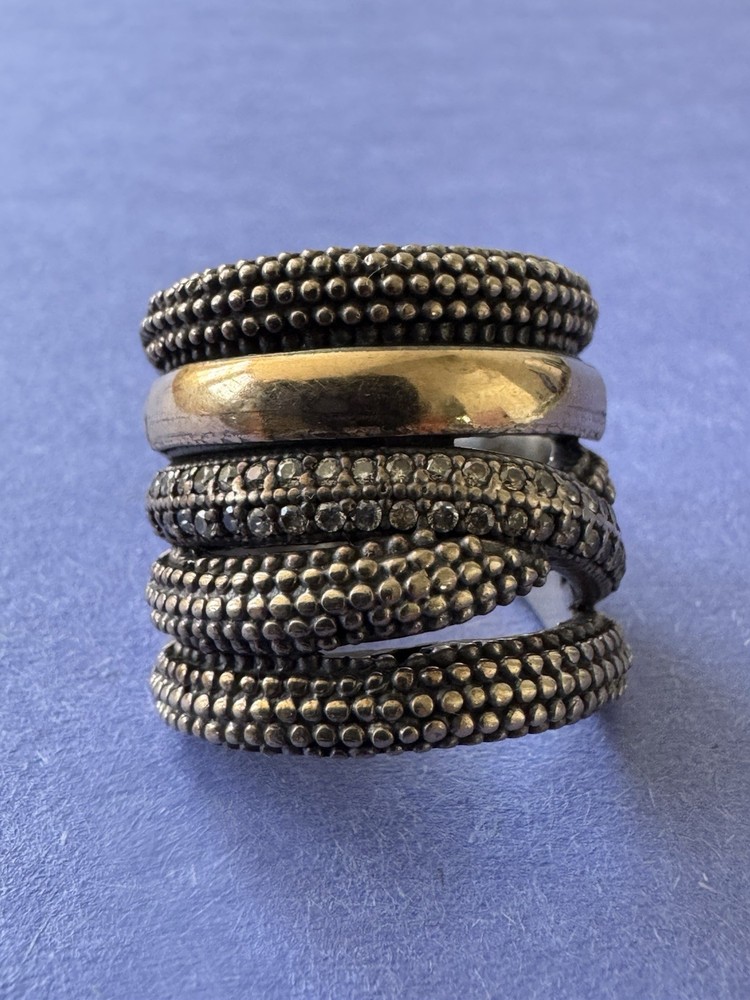 Vintage Signed BW .925 Sterling Silver & 14K Gold RARE Designer Ring