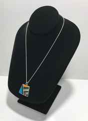 Vtg 925 Frank & Brihilda Coriz Multi-stone Pendant on 14K White Gold Rope Chain
