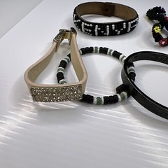 Lot Black Kenya Glass Beaded Leather Boho Hippie Wood Retro Bracelets