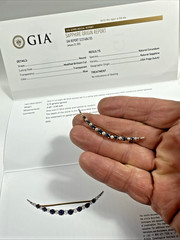 Vintage GIA Graded 14K Gold YOGO GULCH Natural Sapphire and Pearl Brooch Pin