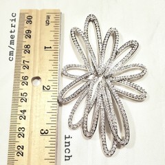 Large Swarovski Amarante Flower Ribbon Style Pendant Crystals Pave Collection