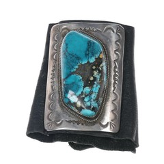 Vintage Sterling Bowguard bracelet with huge turquoise silver mercury dimes