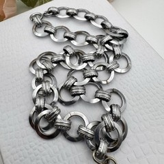 Vintage Techau Denmark Silver Tone Book Chain Pendant Necklace 16.5″