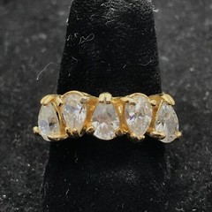 Vintage 18KT GE Gold Plated & Cubic Zirconia Statement Look Ring varied sizes