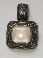 Vintage LT 925 Sterling Silver With Marcasite Stone Pendant Good Condition