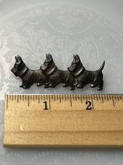 Vintage Sterling Silver Scottie Dog Trio Brooch Pin Terrier Dogs