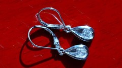 14k white gold earrings 0.25ct natural diamond 1.0″ teardrop dangle 2.50gr N3344