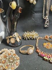Vintage 2 Modern Costume Jewelry Necklaces Bracelets Earrings And More Amber Lot