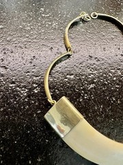 Vintage Mid-Century Natural Horn Necklace With Brass Fittings Circa 1960