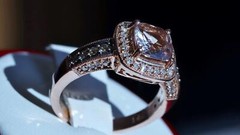 14k rose gold ring 1.45ct morganite natural diamond sz 7 halo 5.50g LeVian N3040