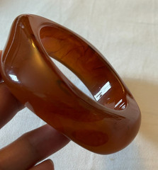 Vintage Acrylic Resi Bangle Irregular Geometric statement Bracelet Amber Color